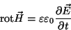 \begin{displaymath}\hbox{rot}\vec H=\varepsilon\varepsilon_0{{\partial\vec E}\over{\partial t}}\end{displaymath}