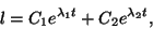 \begin{displaymath}l=C_1e^{\lambda_1t}+C_2e^{\lambda_2t},\end{displaymath}