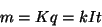 \begin{displaymath}m=Kq=kIt\end{displaymath}
