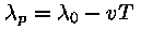 lambda_p = lambda_0 - v * T
